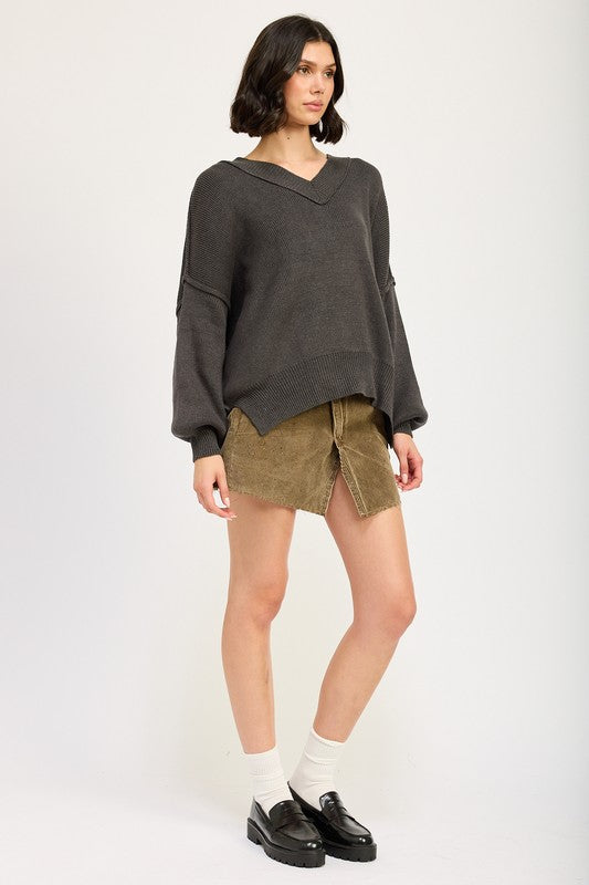 Emory Park Women's Oversized V-Neck Knit Sweater
