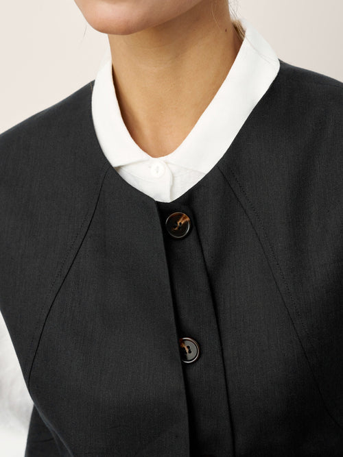 Linen-Lyocell Panel Layered Vest ODELIA
