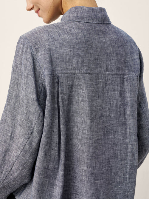 100% Linen Relaxed Drop Shoulder Pocket Shirt ASTER