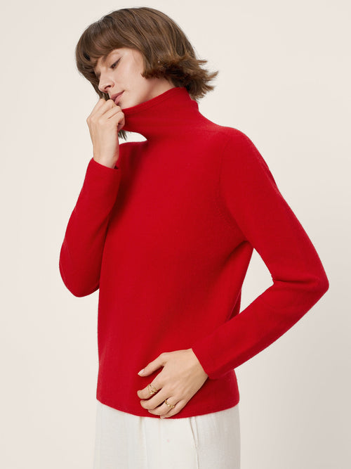 Premium Cashmere Blend Hand-Finished Seamless Turtleneck Knit Top TOVE