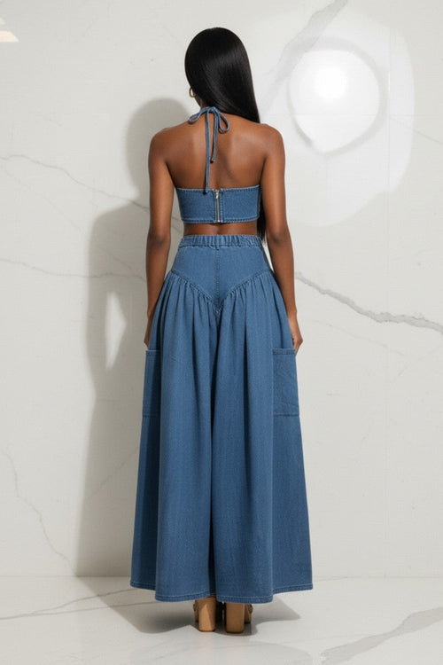 Two-Piece Wide-Leg Pant Set