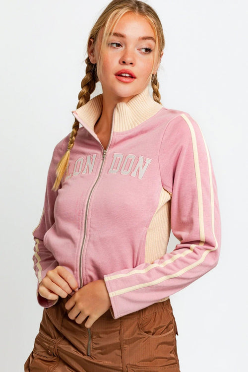 Le Lis Long Sleeve Mock Neck LONDON Embroidered Jacket