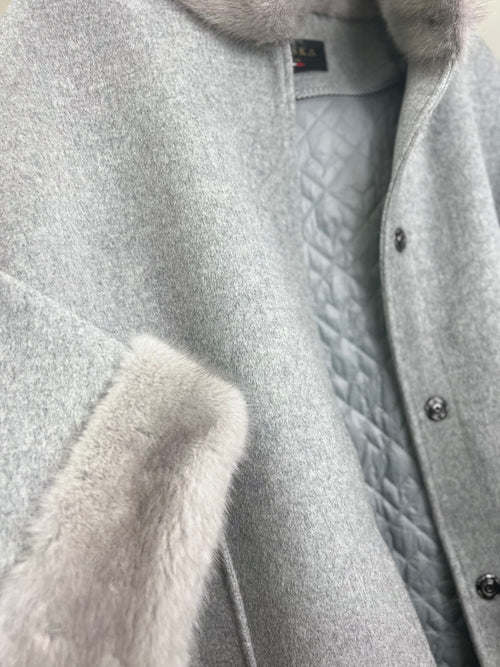 Genuine Scandinavian Mink Fur Virgin Wool Coat