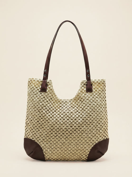 Woven Hollow-Out Shoulder Tote Bag