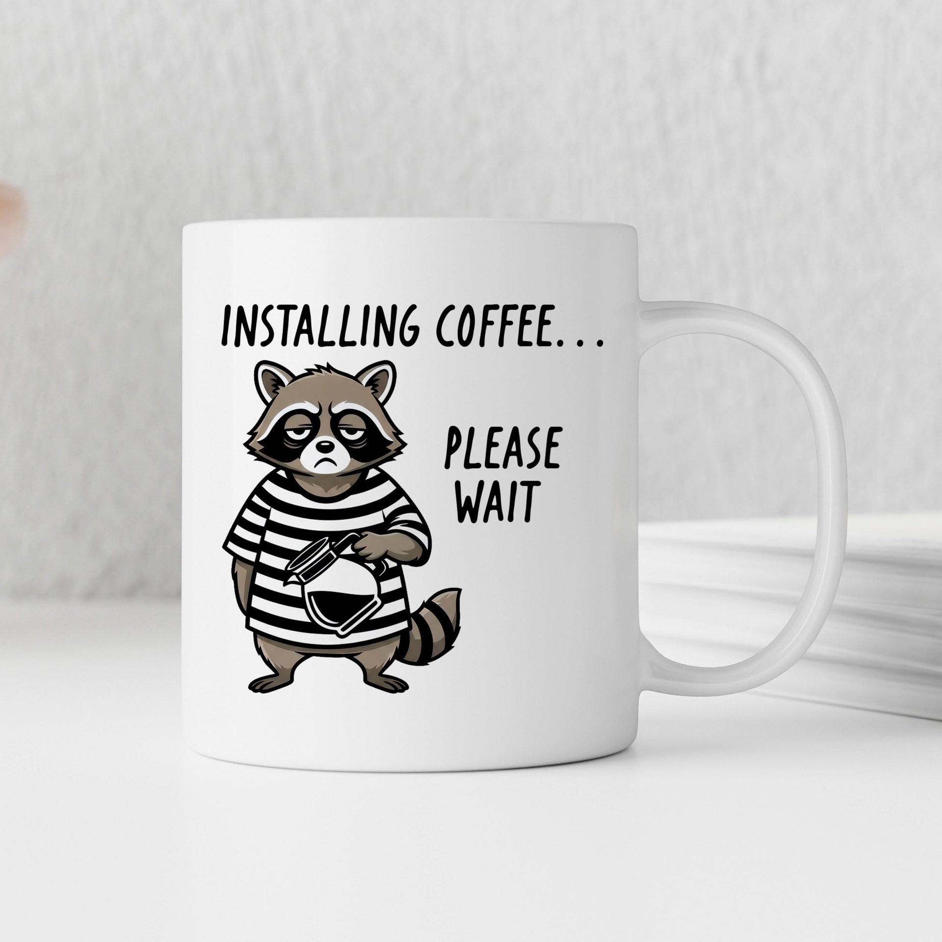 Funny Raccoon Mug - Ceramic Coffee Cup | Coworker Gift, Dishwasher Safe