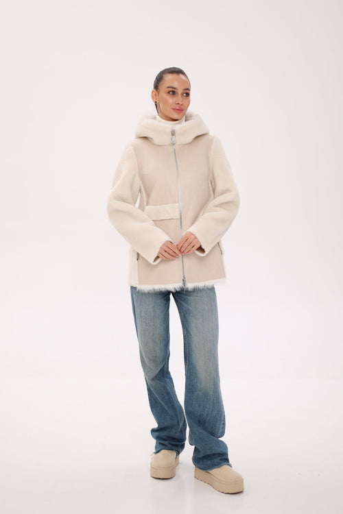 ⇆ Reversible Hooded Wool Blend Jacket