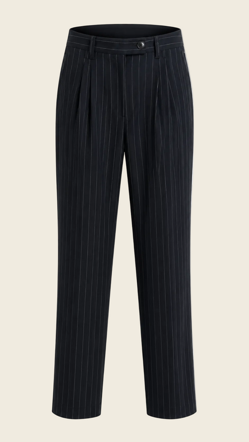 Black Pinstripes Suit Pants – Women’s Tailored Office Trousers