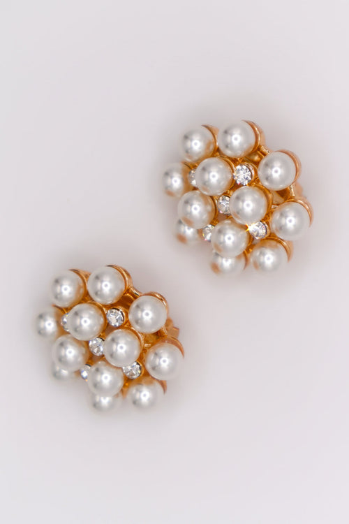Pearly Floral Elegance Clip-On Earrings