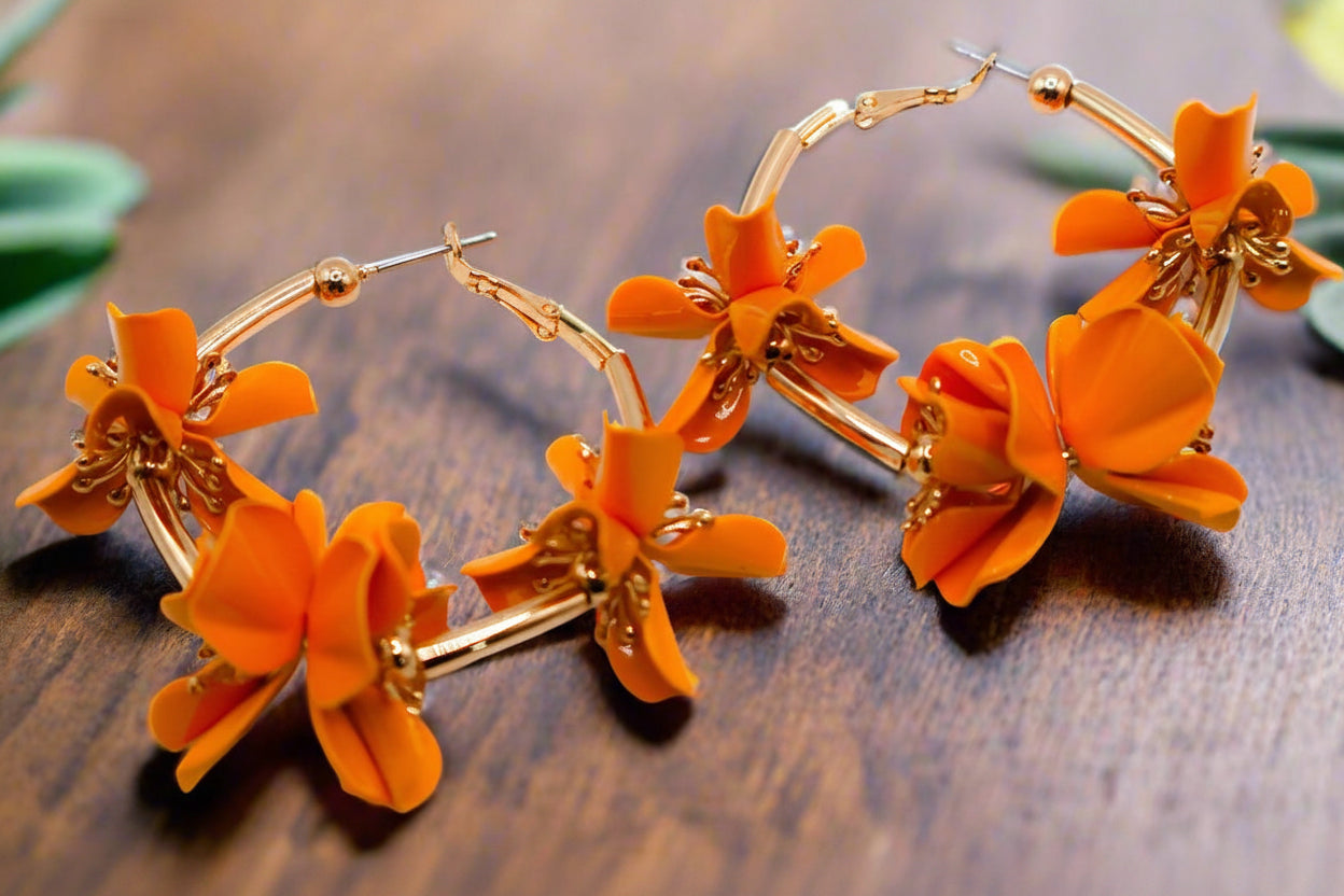 Sunny Blossom Hoop Earrings – Gold Flower Hoop Earrings