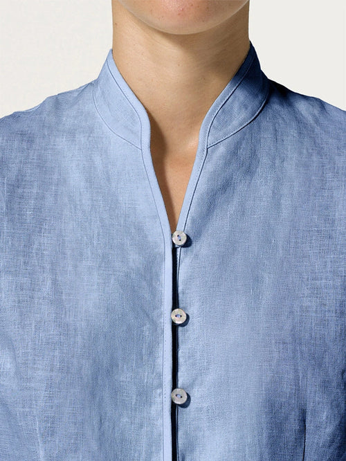 100% Linen Hand Button Fitted Jacket AMELIA