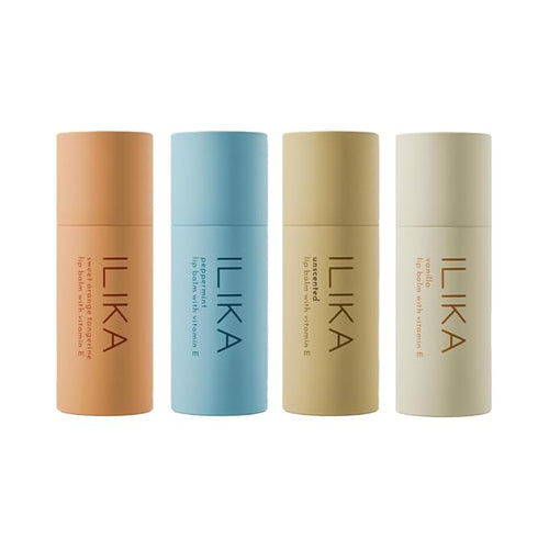 ILIKA Lip Balm Organic, 100% Plant-Based, 2X Volume, Low CO2e - COSMOS Certified Organic, PETA Certified Vegan & Cruelty-Free, Biodegradable Tube 4 Pack, Classic Collection