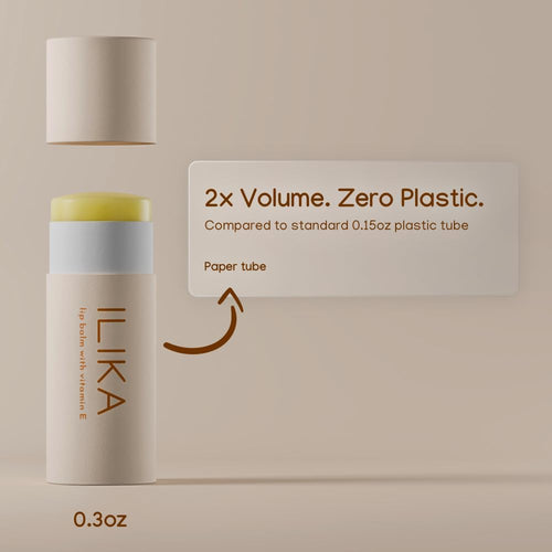ILIKA 100% Natural Lip Balm - 2X Volume, Organic, Plastic-free, Vegan & Cruelty-Free, COSMOS Certified, PETA Certified, Plant-Based, 2 Pack, Ginger Lemon & Almond Cardamom Rose - 0.3 oz each