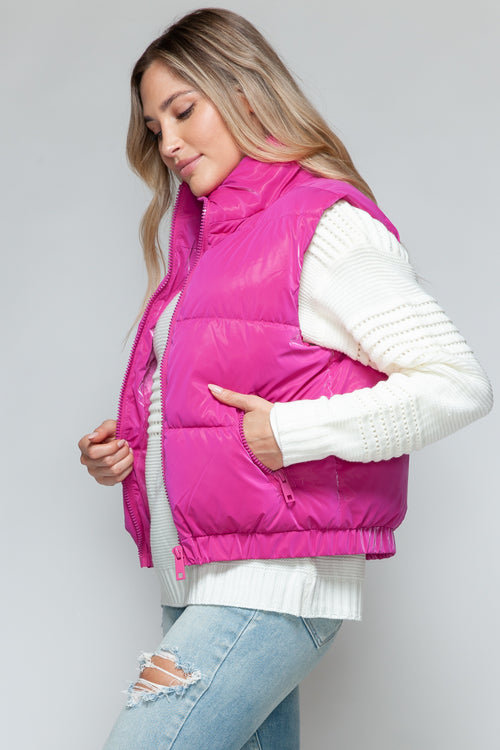 SNOBBISH Hot Pink Fine Fur Lining Quilted Vest