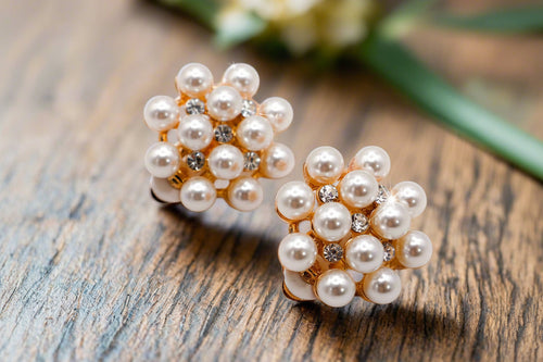 Pearly Floral Elegance Clip-On Earrings