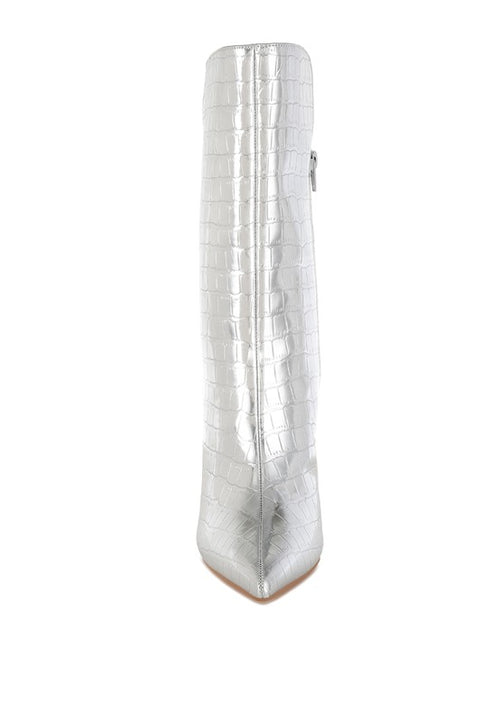 RAG & Co. Kultrus Croco Stiletto Heel Mid-Calf Boots