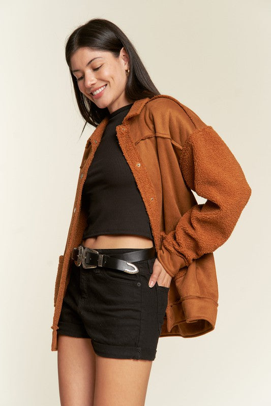 JADE BY JANE Faux Fur and Suede Jacket JJO5028