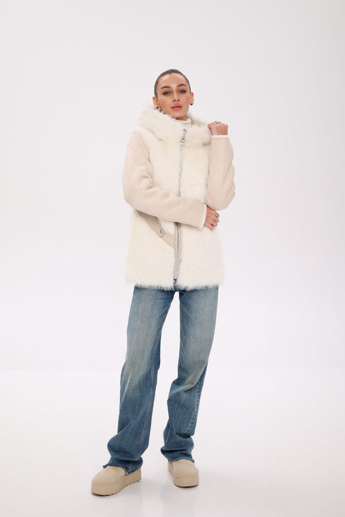 ⇆ Reversible Hooded Wool Blend Jacket
