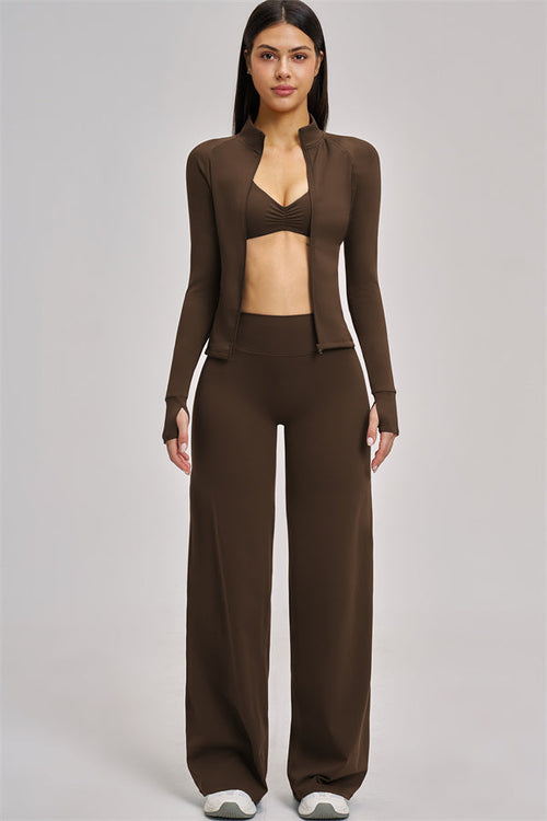 The Swoon Jacket Sports Bra Flared Leggings 3-Piece Set