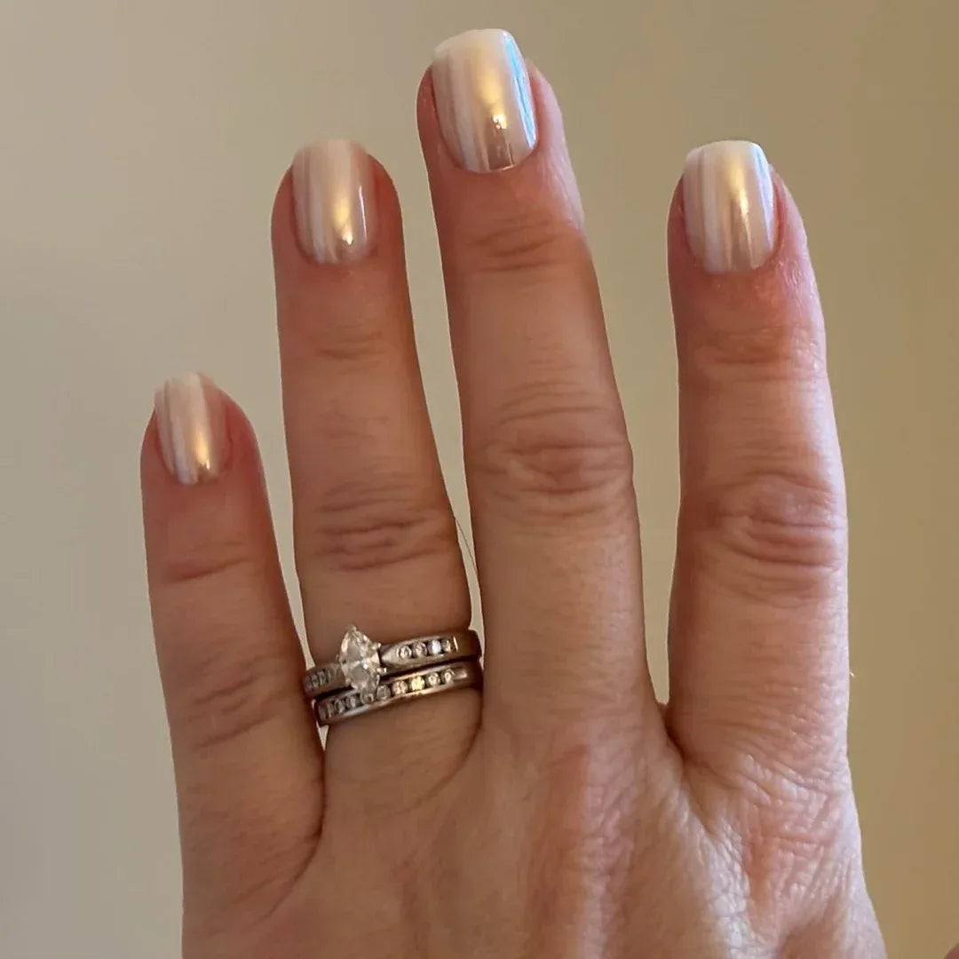 Classic Pearl White Short Square Nails - Press On Nails