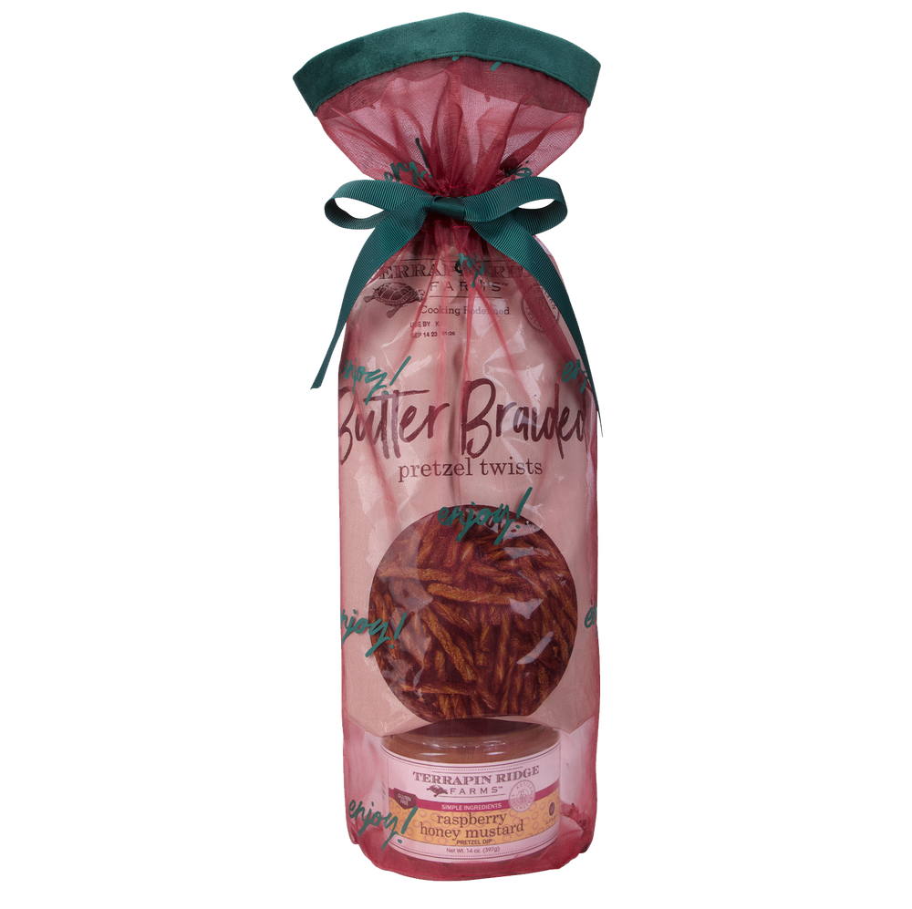 Holiday Grab and Go Giftset with Raspberry Honey Mustard and Braided Pretzel Twists