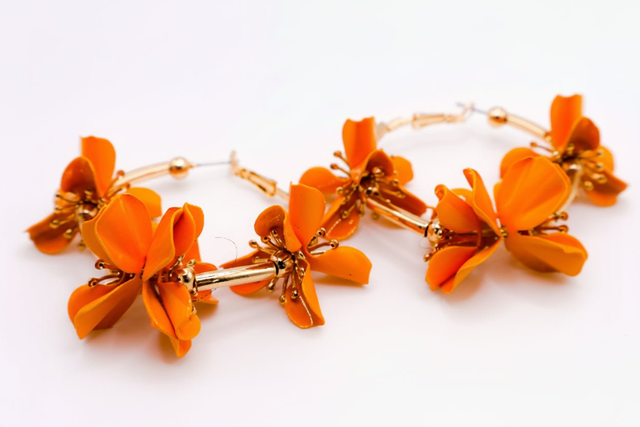Sunny Blossom Hoop Earrings – Gold Flower Hoop Earrings