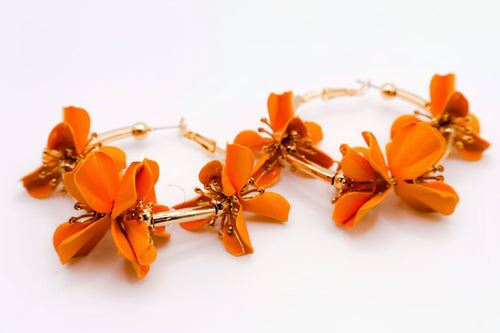 Sunny Blossom Hoop Earrings – Gold Flower Hoop Earrings