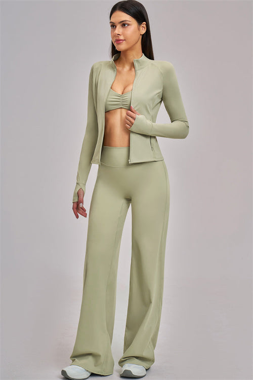 The Swoon Jacket Sports Bra Flared Leggings 3-Piece Set