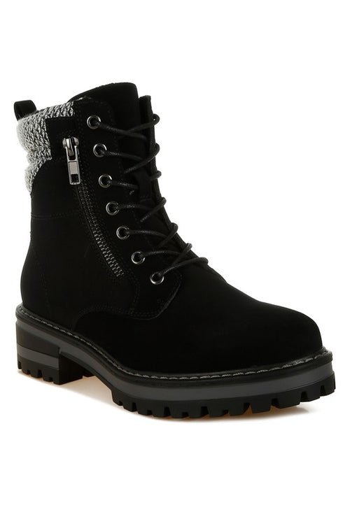 RAG & Co. Mahisha Zip-Up Hiker Boots in Taupe, Black & Beige