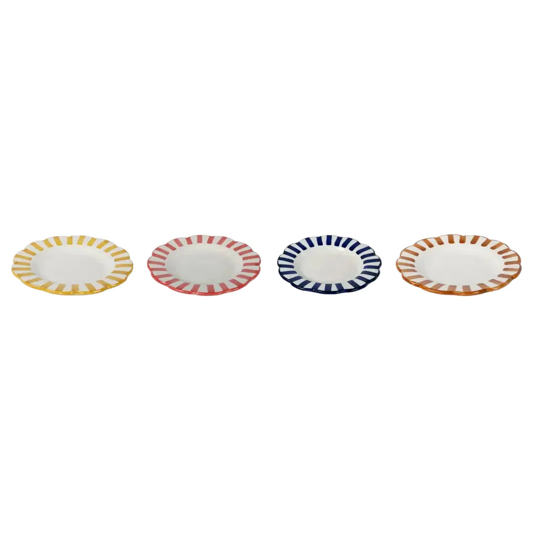 Ceramic stripe Salad Plate, Yellow- 8.25x 8.25 x 1.25 Inches
