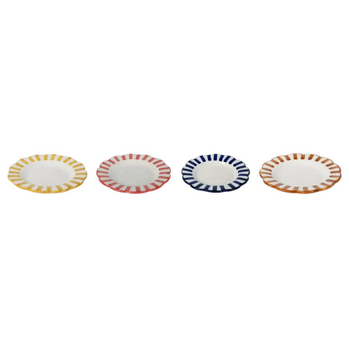 Ceramic stripe Salad Plate, Yellow- 8.25x 8.25 x 1.25 Inches