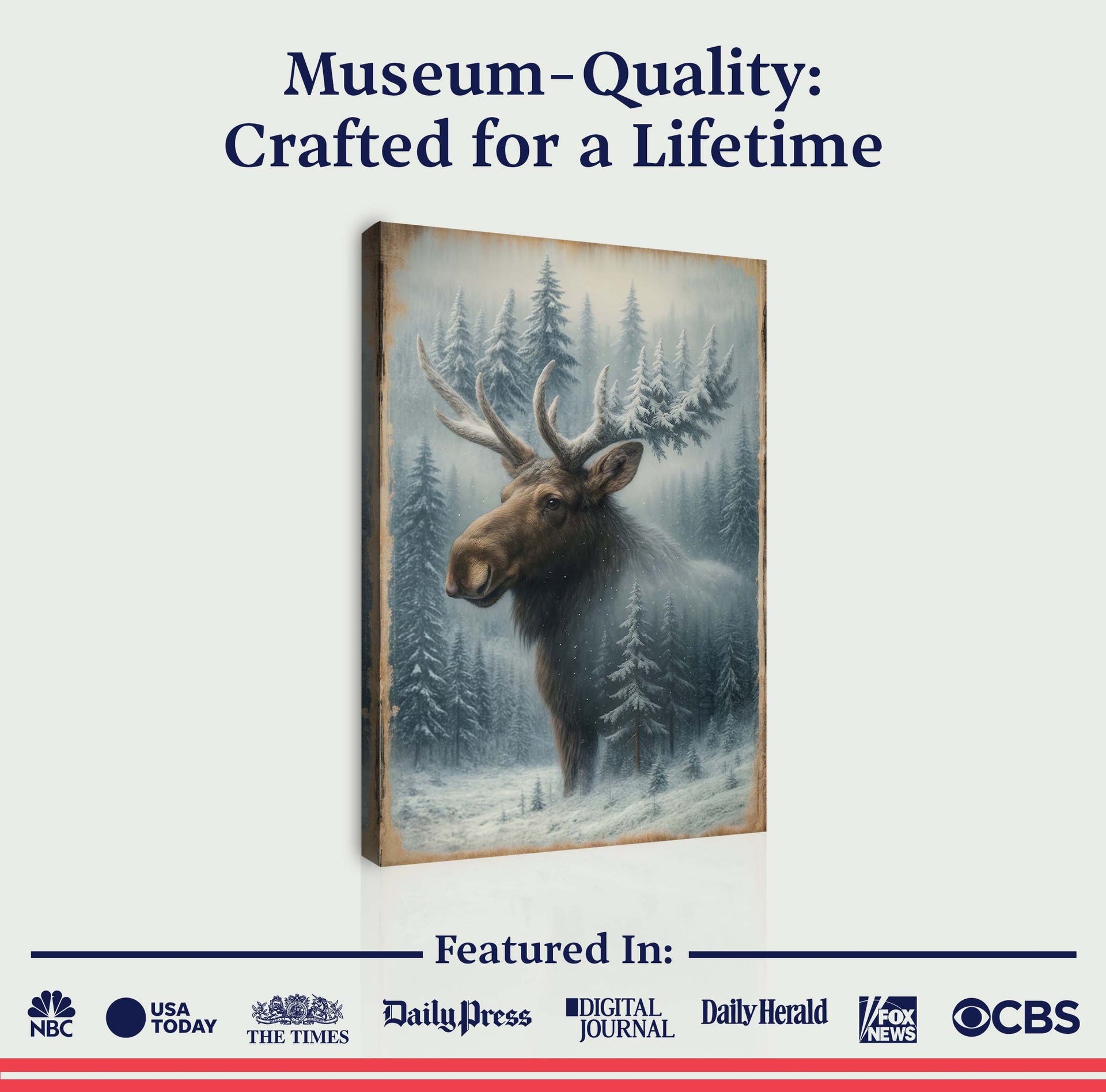 Snowy Forest Moose Double Exposure Wall Art