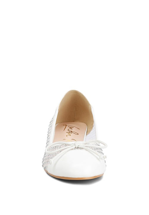 RAG & Co. Tudum Rhinestone Detail Mesh Low Heels Ballerina Pumps