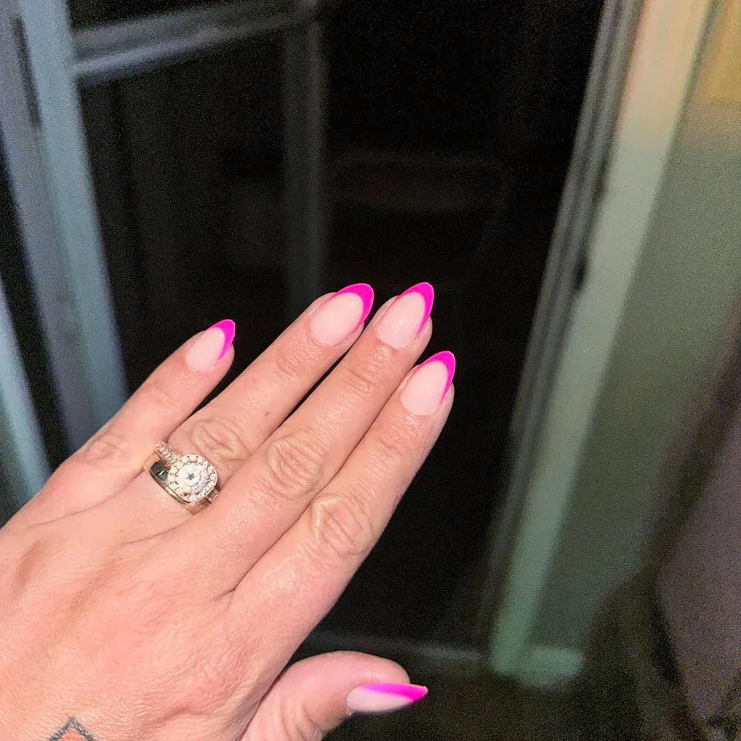 Summer Berry French Almond Nails - Press On Nails