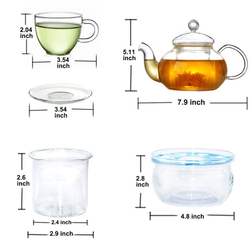 FANCY & STACY Teapot with infuser + warmer and 4 cups