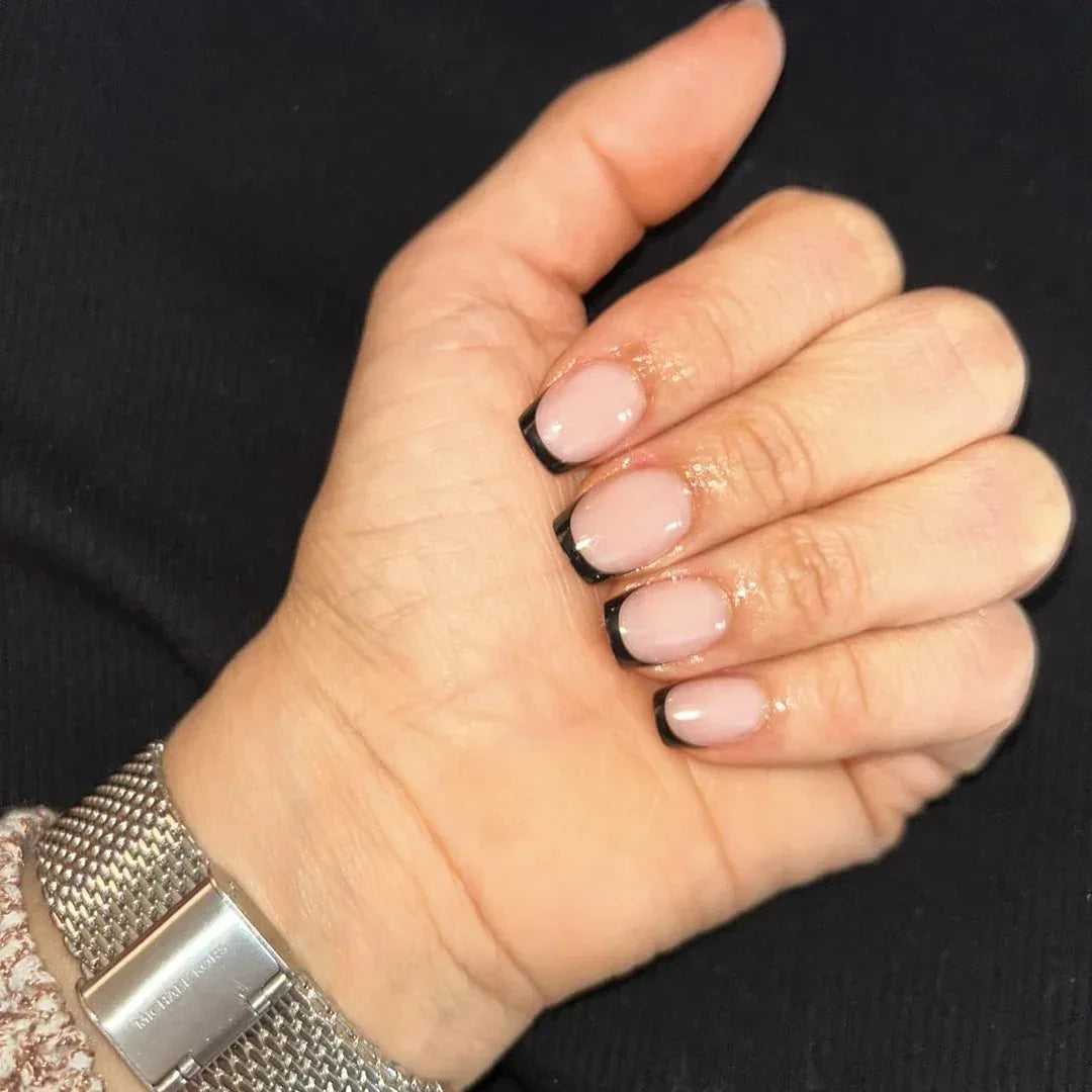 Classic Black French Square Nails - Press On Nails