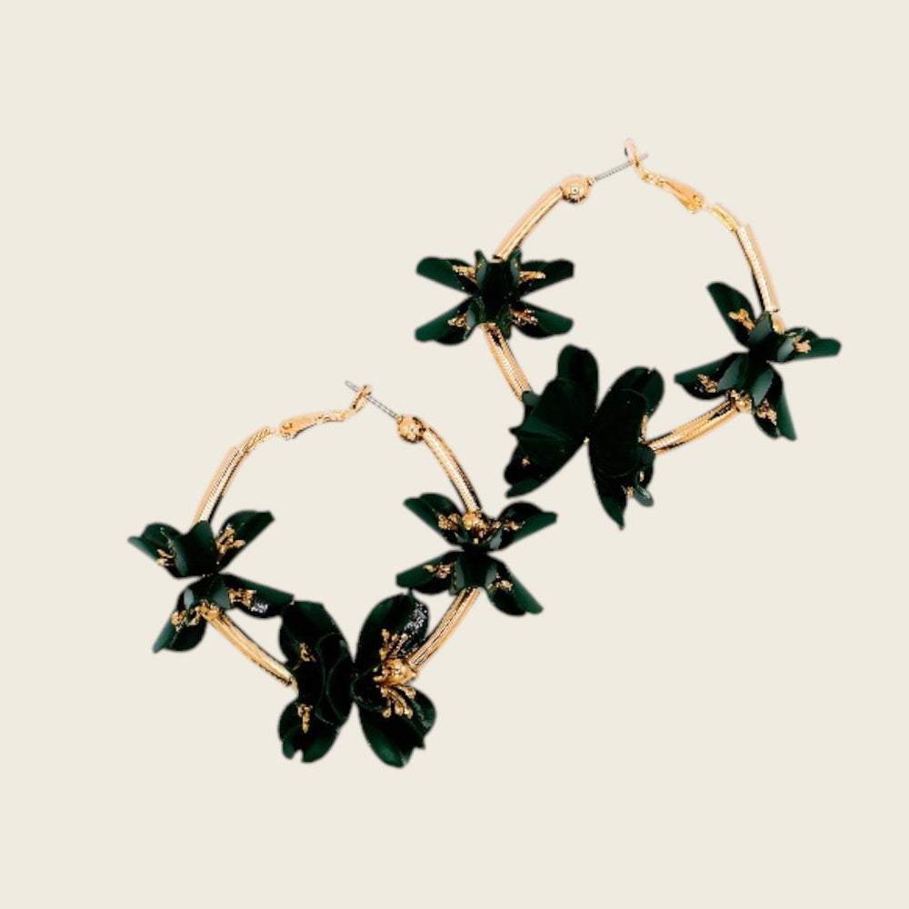 Floral Luxe Hoops – Gold Flower Hoop Earrings