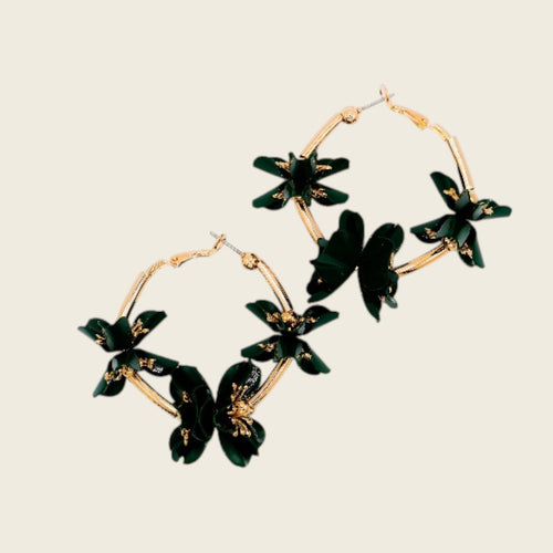 Floral Luxe Hoops – Gold Flower Hoop Earrings