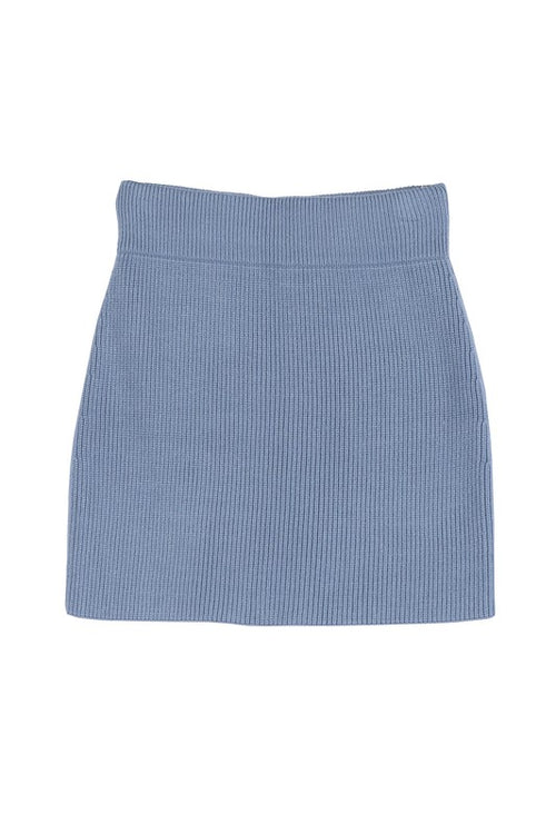 LILOU Ribbed Knit Crop Top and Skirt Set