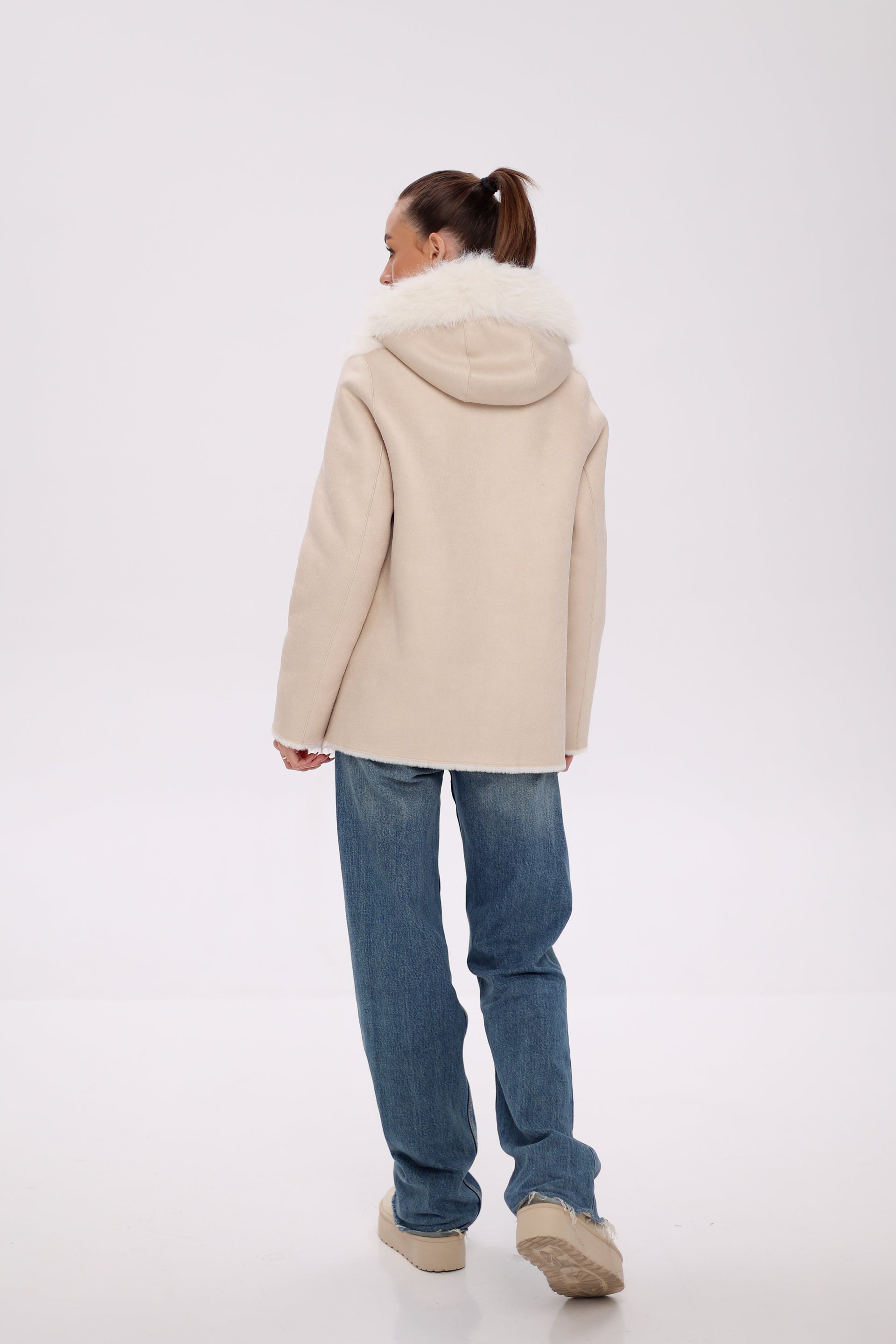 ⇆ Reversible Hooded Wool Blend Jacket