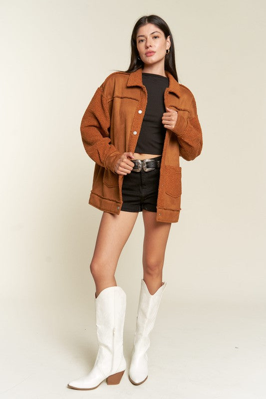 JADE BY JANE Faux Fur and Suede Jacket JJO5028