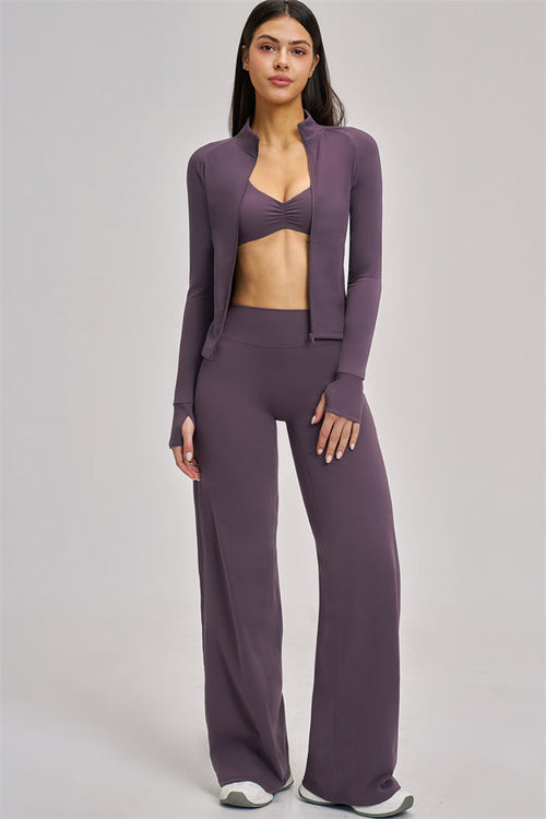 The Swoon Jacket Sports Bra Flared Leggings 3-Piece Set