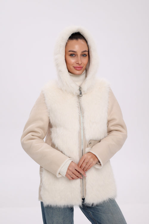 ⇆ Reversible Hooded Wool Blend Jacket
