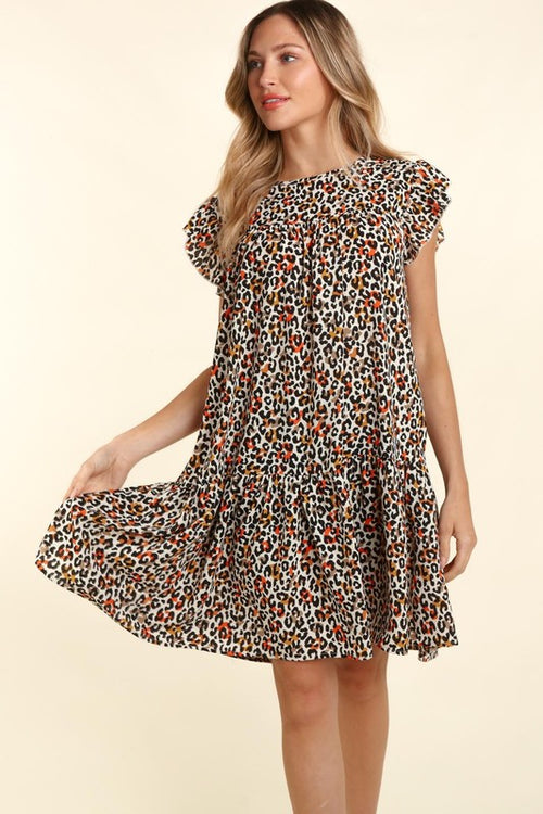 PLUS LEOPARD WITH BACK NECK BUTTON AND SIDE POCKET