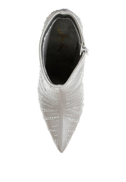 RAG & Co. Toget Satin Rhinestone Ankle Party Boots