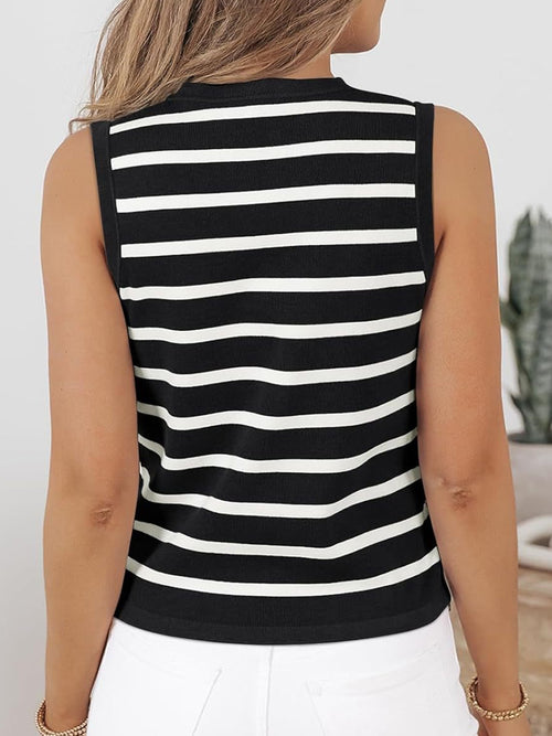 Striped V-Neck Knit Vest