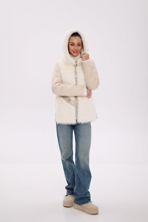 ⇆ Reversible Hooded Wool Blend Jacket
