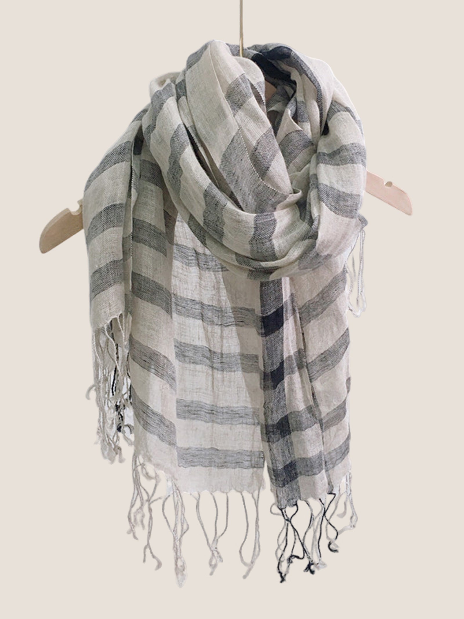 Linen Checkered Lightweight Scarf
