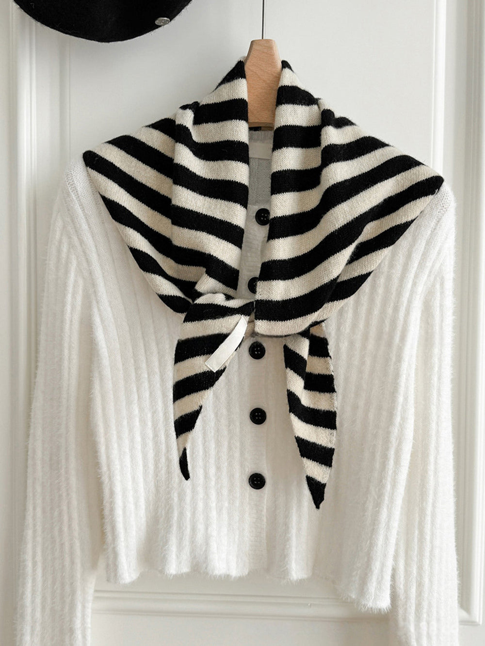 LINTICO Women's 100% Australian Wool Striped Functional Triangle Scarf