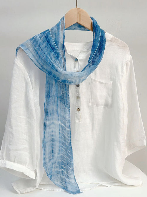 100% Linen Hand-Tie-Dyed Scarf