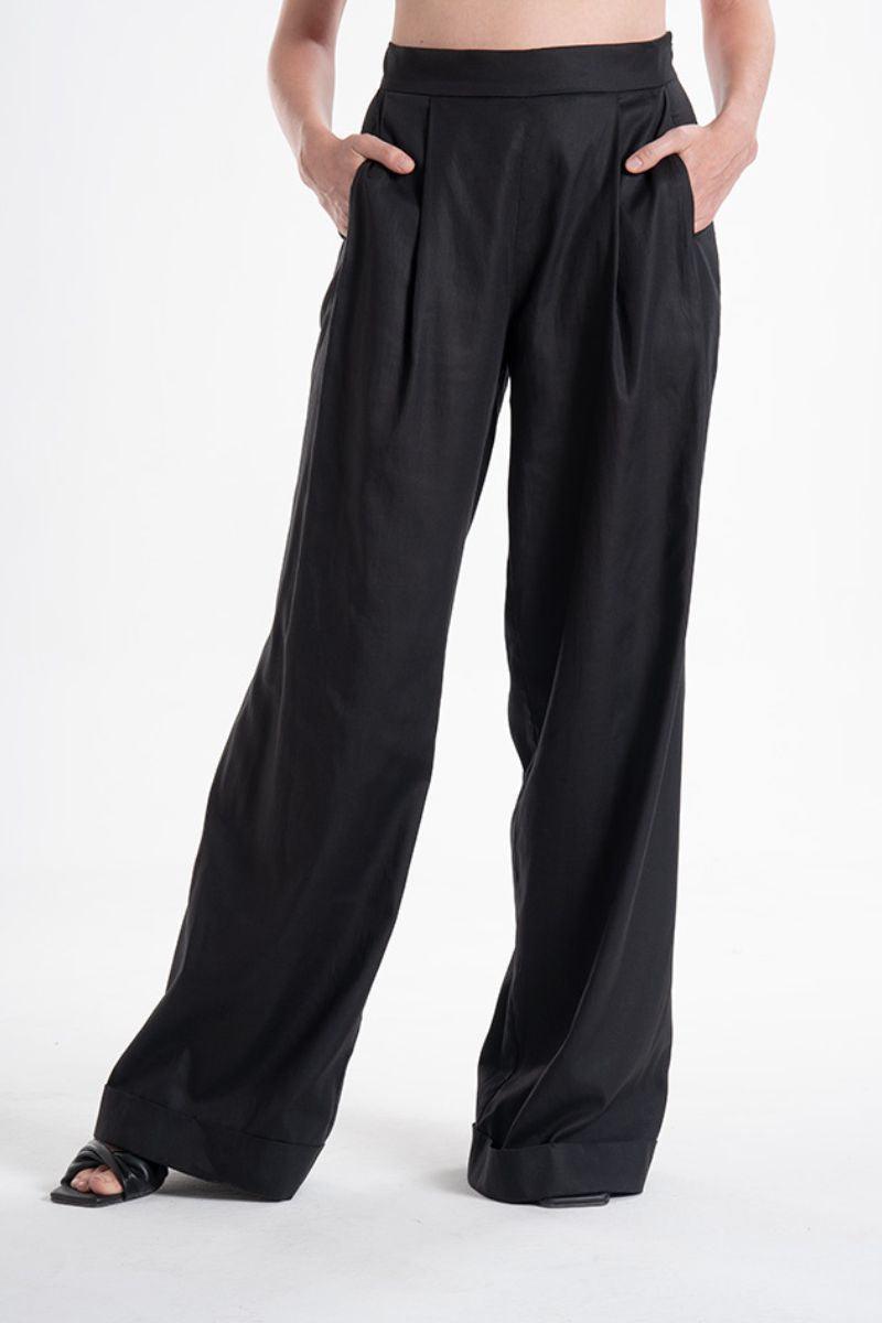 Black Palazzo Tencel Lyocell Pants Aitna
